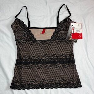 NWT- Skinnygirl Black Lace Sheer Chemise Top Shaping Cami